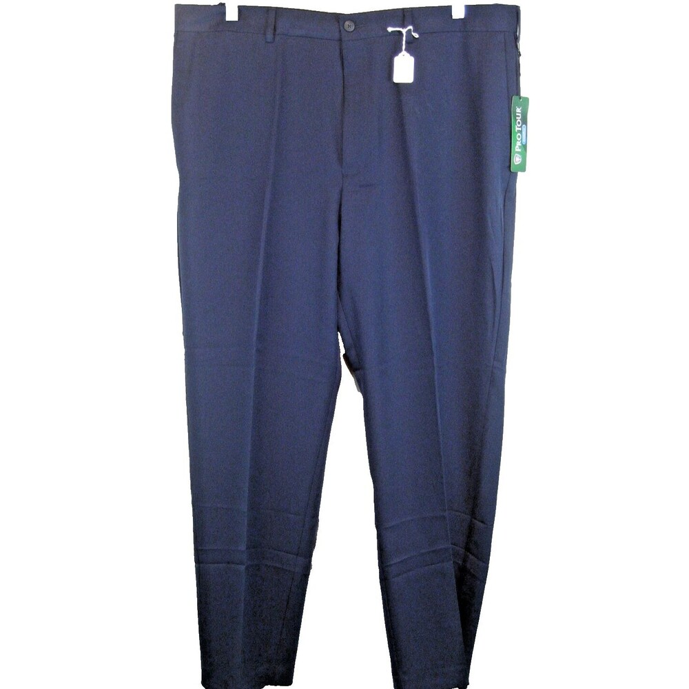 Mens NWT Pro Tour Comfort Tech Navy Flat Front Golf Pants sz 38x30